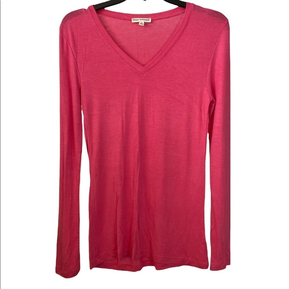 ZENANA Pink Rayon Long Sleeves Lightweight TShirt Top Small